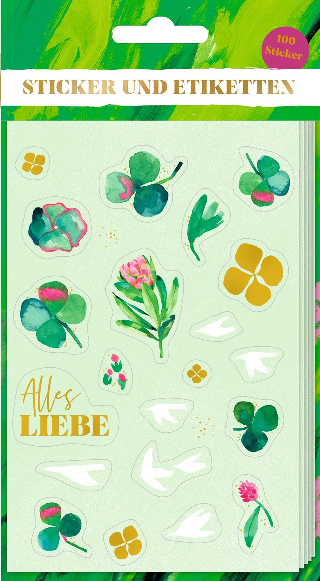 Coppenrath F Stickerbogen – All about green: Dekosticker mit Goldfolie