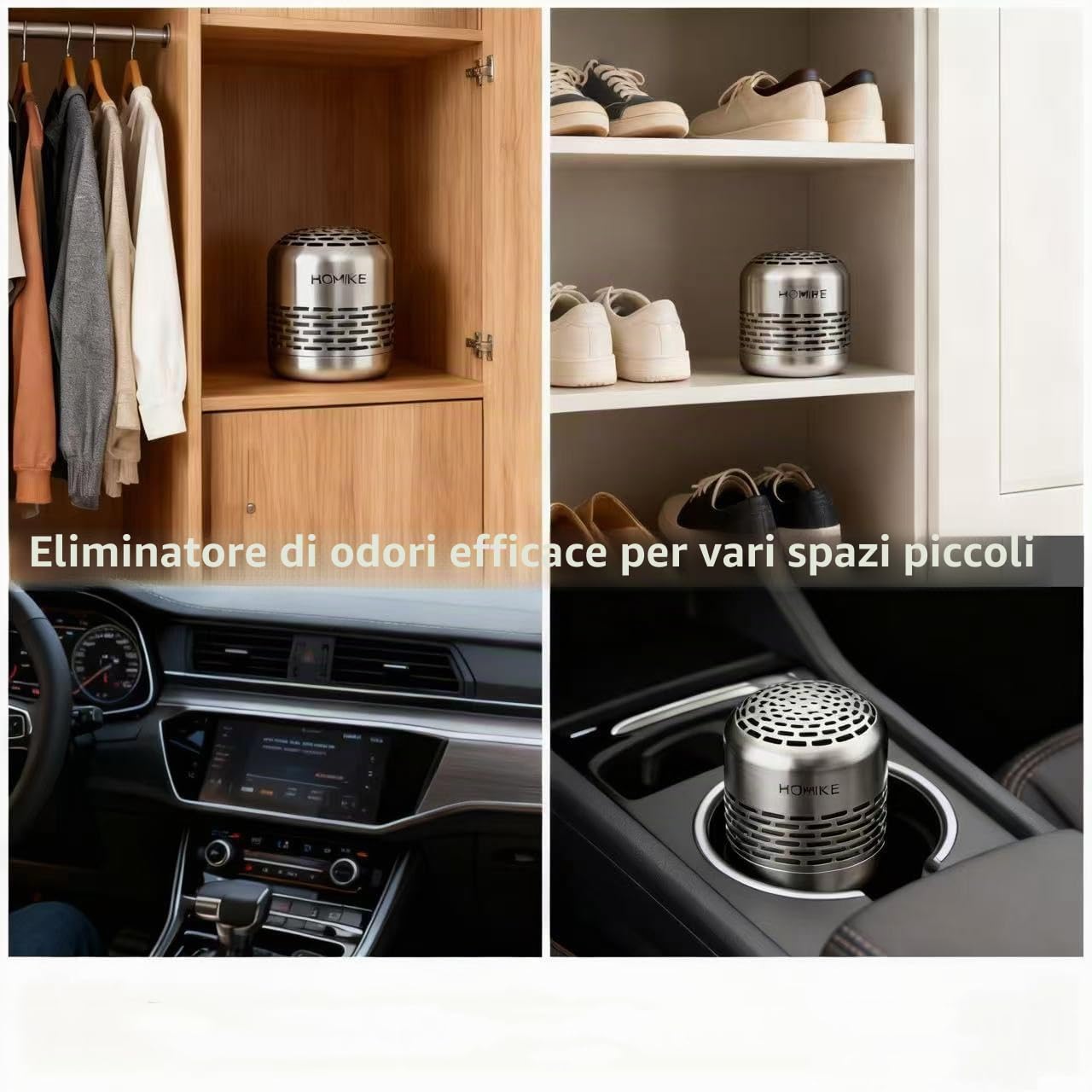 HOMIKE Deodorante per frigorifero, elimina gli odori, dura fino a 10 anni per auto, armadio, scarpe e congelatore, supera bicarbonato di sodio e carbone attivo