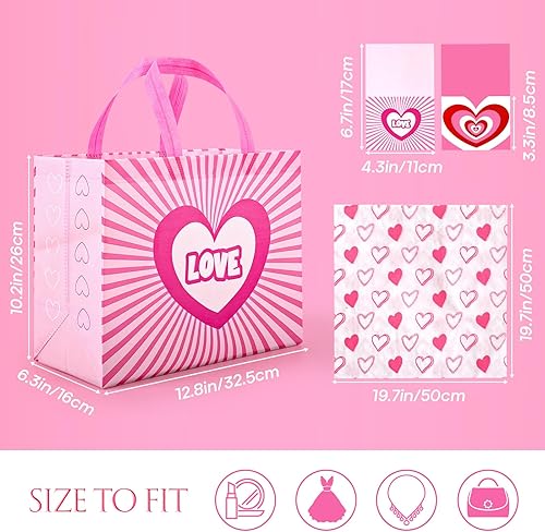 Miniatura 3 de YANGTE Paquete de 2 bolsas de regalo de San Valentín de 13 pulgadas con papel de seda, bolsas de San Valentín para niños y adultos, bolsas de regalo