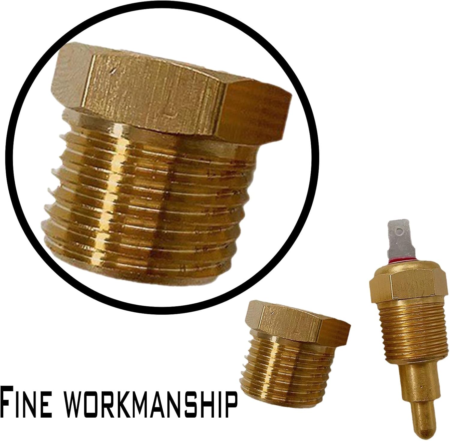 1 Pcs Golden Fan Temperature Switch, Cooling Fan Switch 200' - 185' Adjustable Temperature Switch, Radiator Fan Switch Fit for 10" 12" 14" 16" Fan with 3/8" Pipe.