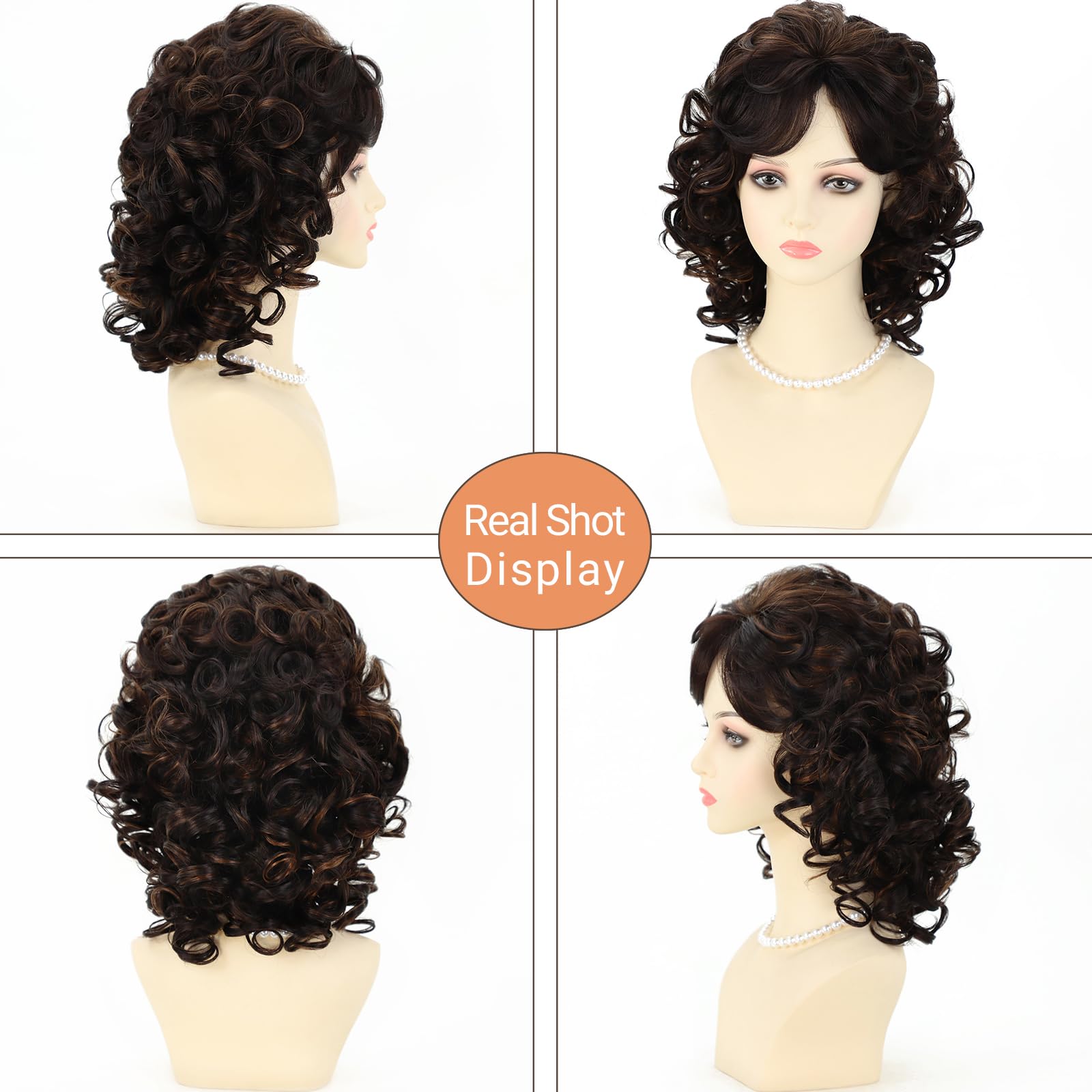 Amazon.com : TISHINING Short Brown Curly Wigs for Black 