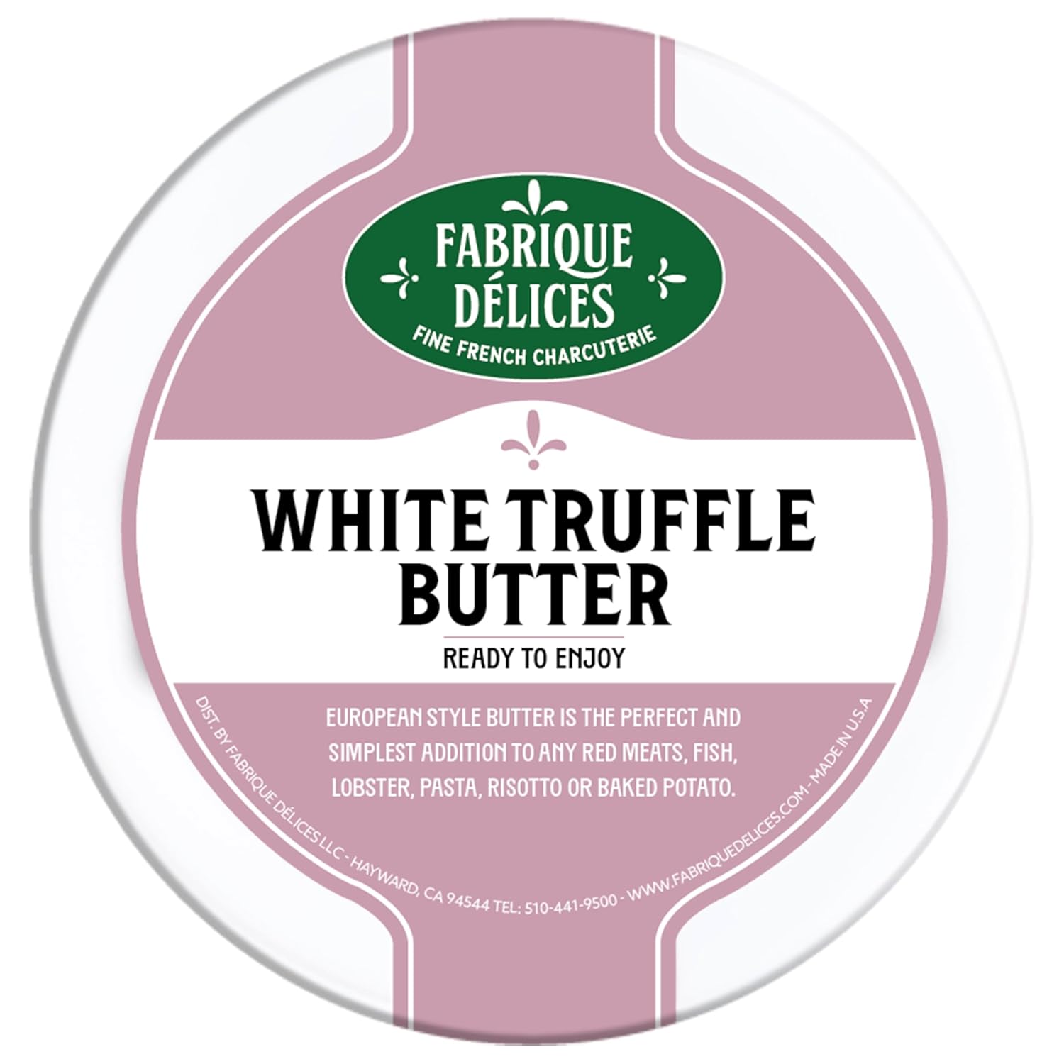 Fabrique Delices White Truffle Butter - 3 oz tub (Pack of 8) - French Hand-Churned Beurre de Baratte with White Truffles, Gourmet Culinary Delight