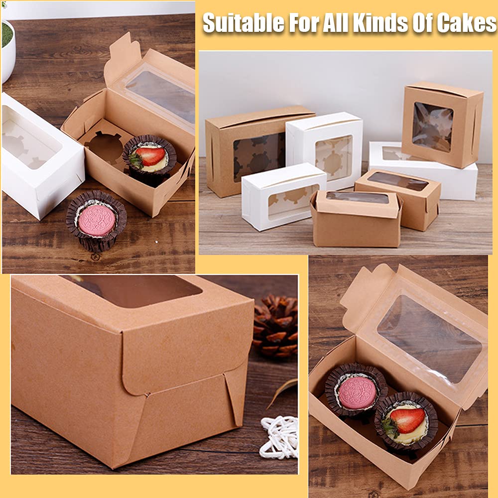 Scatole Per Cupcake, 20 Pezzi Scatola Per Muffin, Scatole Per Pasticceria, con Finestra Di Osservazione e Supporto Interno Rimovibile, per Biscotti, Cupcakes, Confezioni Pasticceria, Muffin (4 Foro)