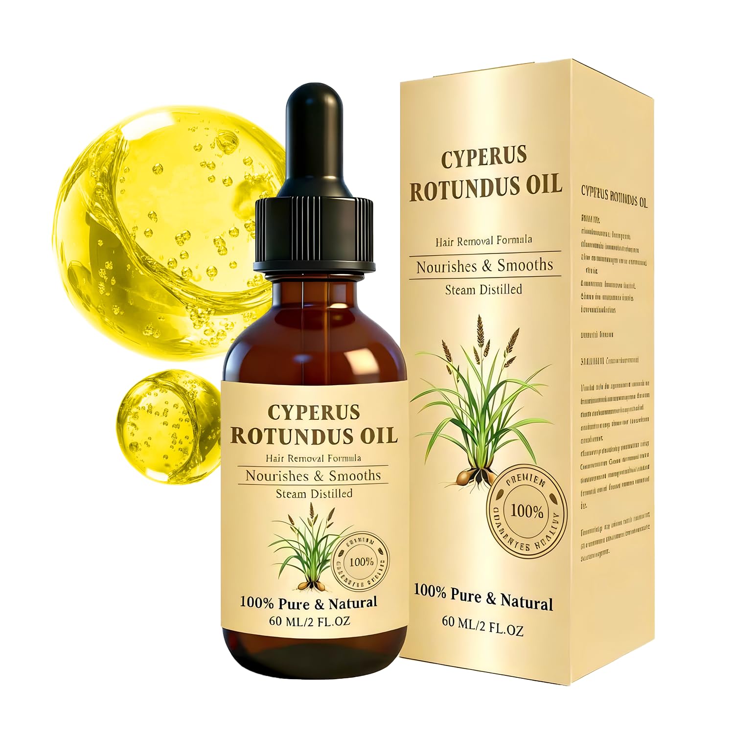 Cyperus Rotundus Oil for Hair Removal,Natural Cyperus Rotundus Oil to Reduce Unwanted Hair Growth,Soothing & Moisturizing,Shrinks Pores,Smooth Skin Care,Suitable for All Skin Types,2 fl Oz