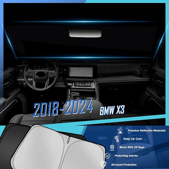 Windshield Sunshade for GMC Sierra 2019-2025 2026 1500 2500 3500 SLT, AT4, Denali Pickup Accessories Front Window Sun Shade Custom Sunscreen Double Layers Design