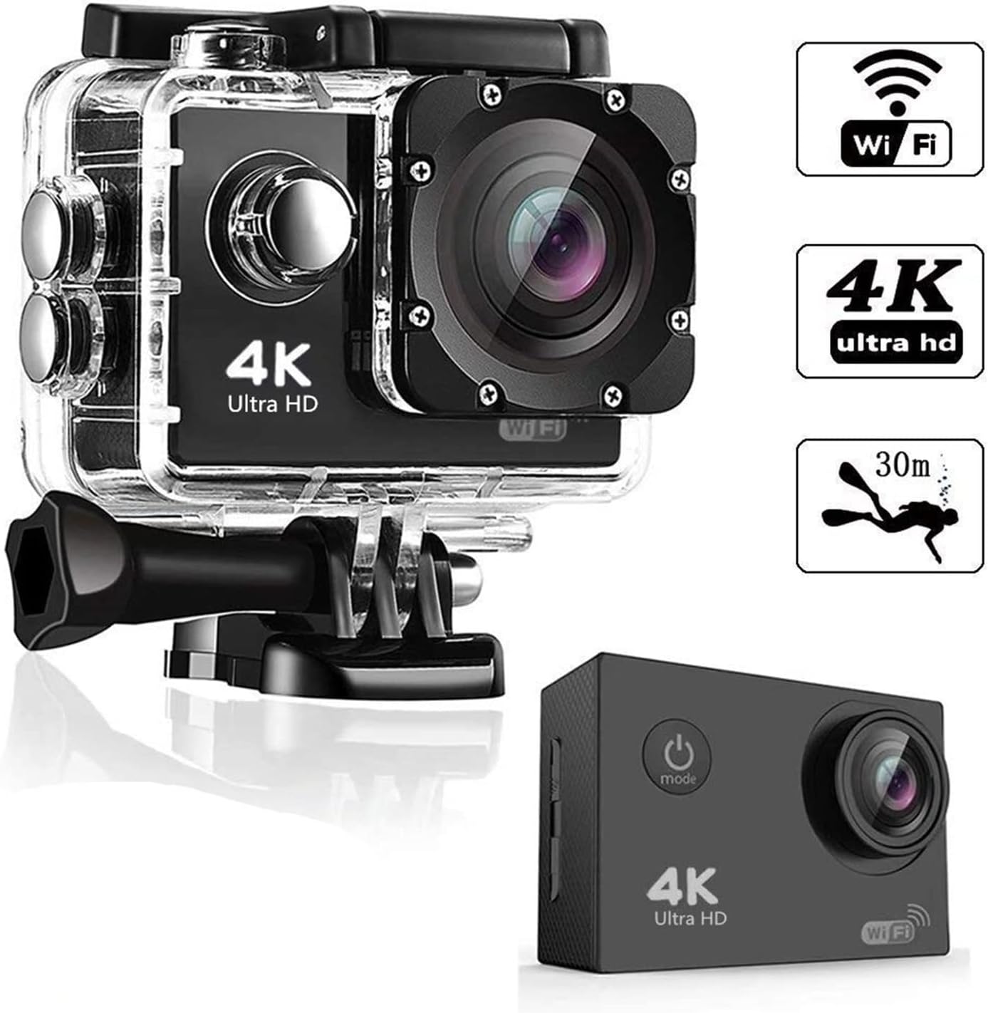 Action Camera Sports Camera Wireless WiFi New Mini Smart high-Definition Outdoor Waterproof Camera 4K Sports DV Time Lapse (Color : Golden Size : Medium) image 2