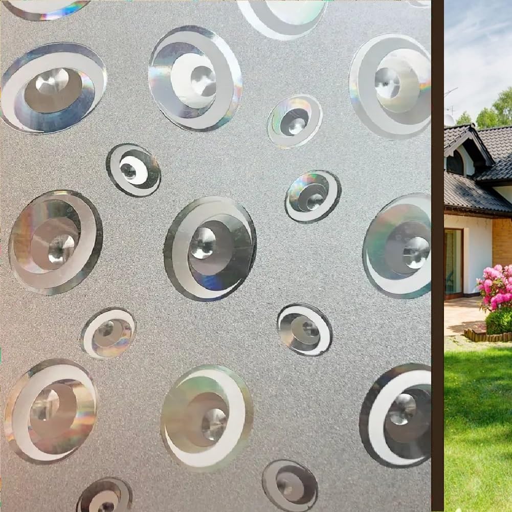 MOCOCO Vinyl Frosting Film 3D Sparkling Circles Privacy Sticker for Front Door/Bathroom/Window (12 x 25", White), Space, Pack of 1