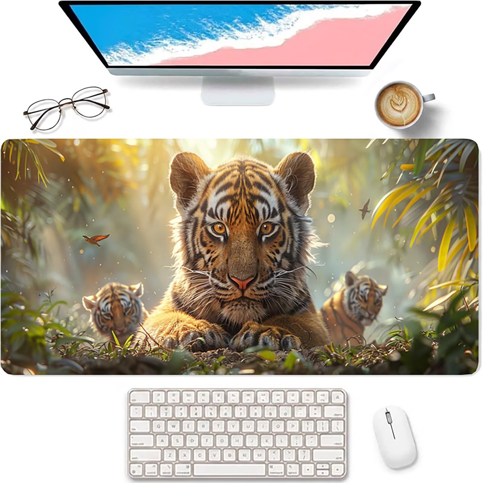 Verde Alfombrilla Ratón XXL 1600x800x3mm, Tigre Grande Mouse Pad N-6651 | Alfombrilla Ratón Gaming Mejora la Precisión y la Velocidad, Alfombrilla Escritorio para Jugadores de PC, Oficina
