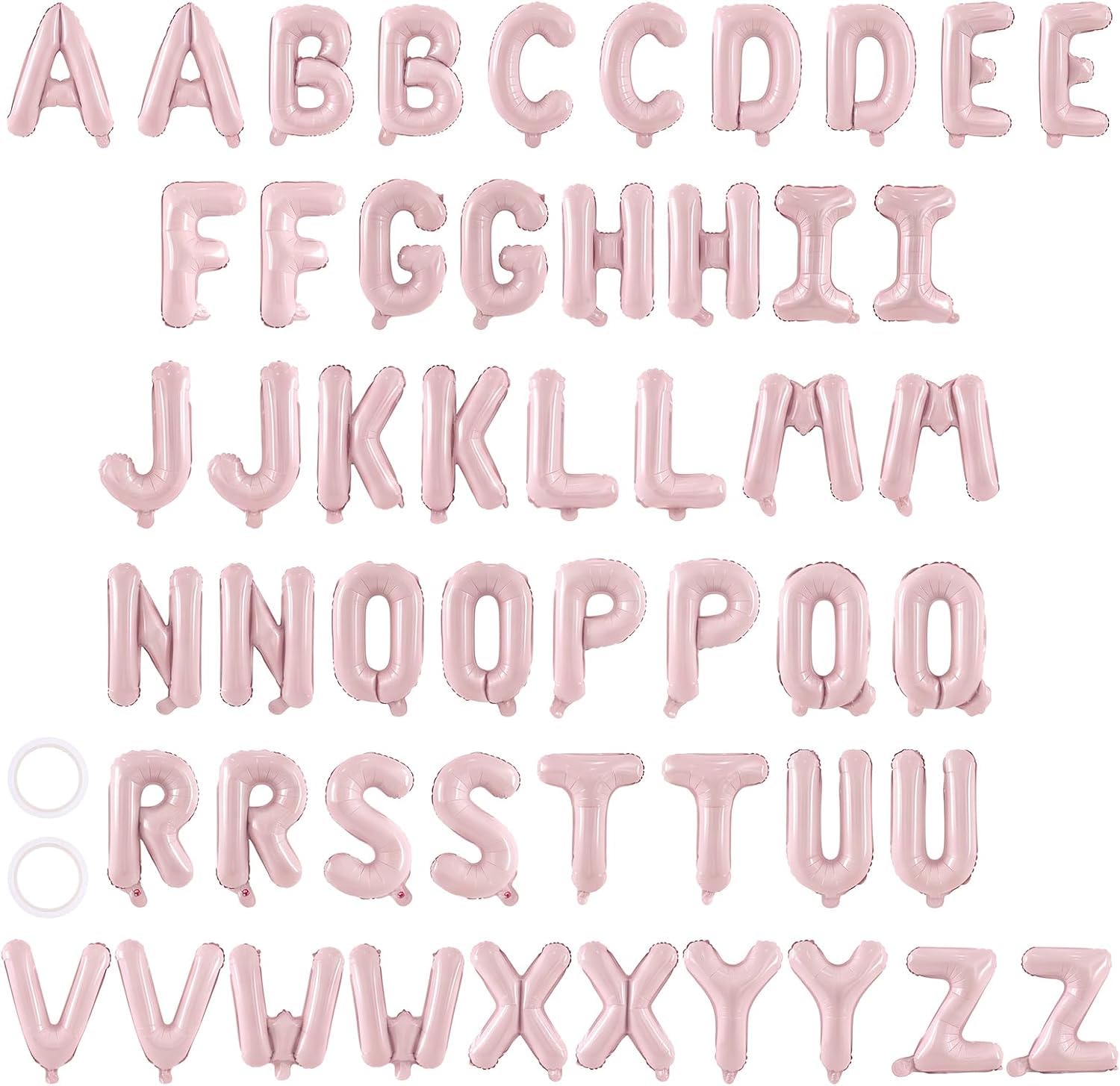TONIFUL Pastel Pink Letter Balloons 52 Pcs 2 Sets 16 Inch Foil A-Z Banner — image 1