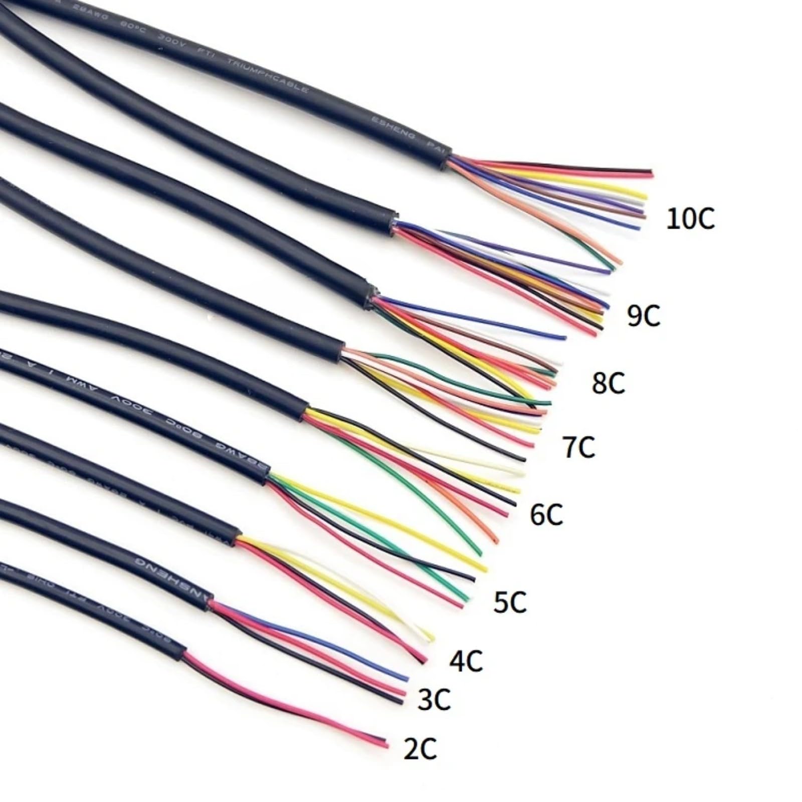 5M Przewód miedziany z dopasowaniem 30AWG-14AWG czarno-biały 2 3 4 5 6 7 8 10 rdzeni miękki UL2464(Black 30AWG; 5 m; 3Cores)
