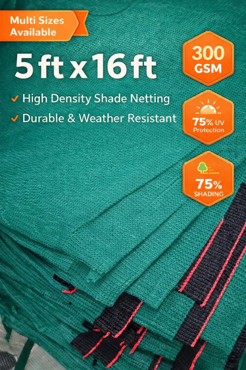 Green Shade Net -75% UV Protection | Multipurpose Sun Shade Net for Balcony, Terrace, Garden & Plants (5Ft X 16Ft Sizes)-image-16