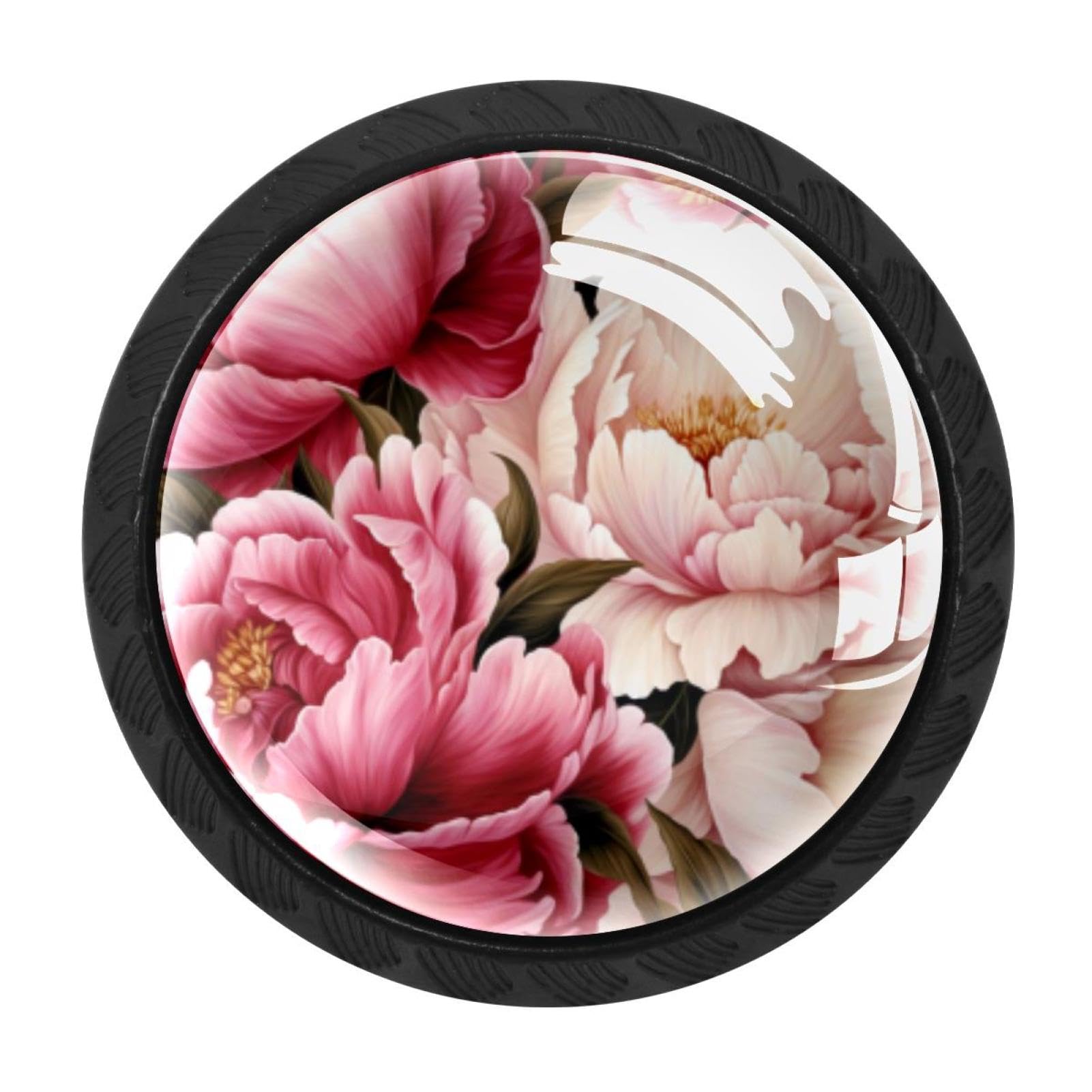 CHENZZZZ 4 Pack Round Cabinet Knobs for Kitchen Bathroom Closet Dresser Cabinets, Peony