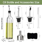 Oil Dispenser, Oil Bottles Vinegar Bottle for Kitchen, 500ML Glass Oil Olive Dispenser Vinegar Dispenser Set with Funnel, Nozzle Brush & Sticker for Olive Oil, Vinegar & Wine