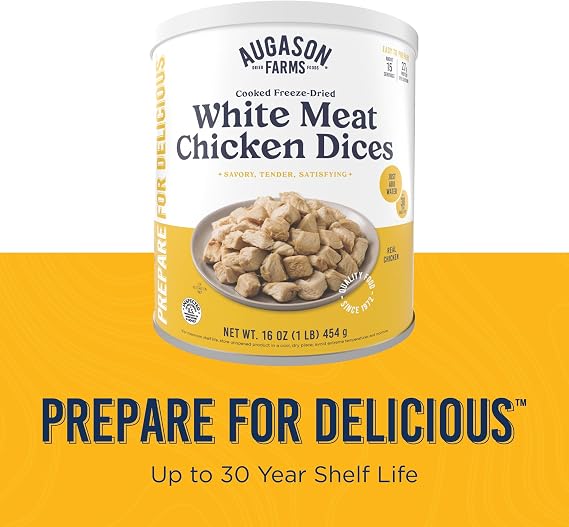 Augason Farms Freeze Dried Chicken Breast Chunks #10 Can, 16 oz