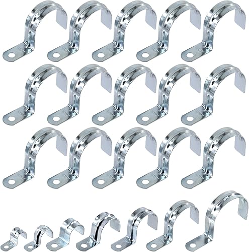 Swpeet 20 piezas de 2 "(50 mm) zinc plateado un agujero EMT correa de tubo, correas de tubería U soporte de tubo abrazadera de tubo 1 agujero a