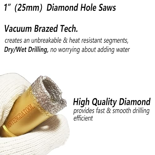 Miniatura 6 de Sierra de diamante seco y húmedo de 1 pulgada para amoladora angular, brocas de núcleo de porcelanaazulejos de 0.984 in para piedras de granito de