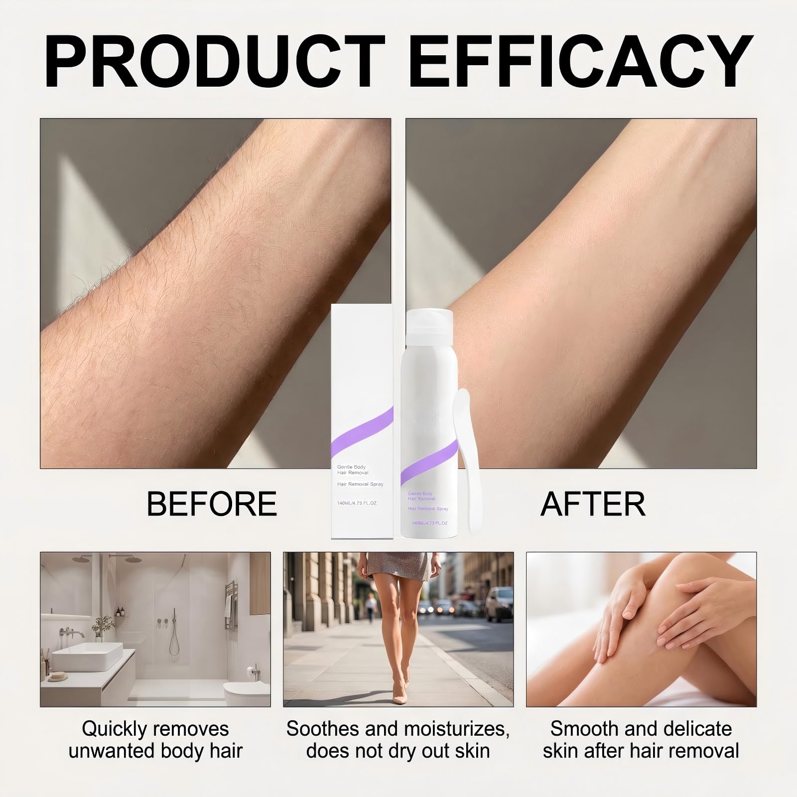 Crema spray depilatoria, delicata e impeccabile, con spatola, veloce ed efficace per la pelle liscia, ideale per donne e uomini con pelle sensibile. (1 pezzo)