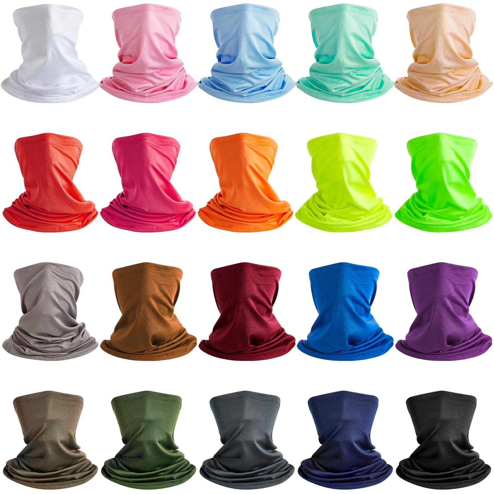 Tarpop 20 Pcs Headwear Seamless Bandana Face Masks, Head Wrap Neck Bandana, Breathable Face Cover Scarf Mask
