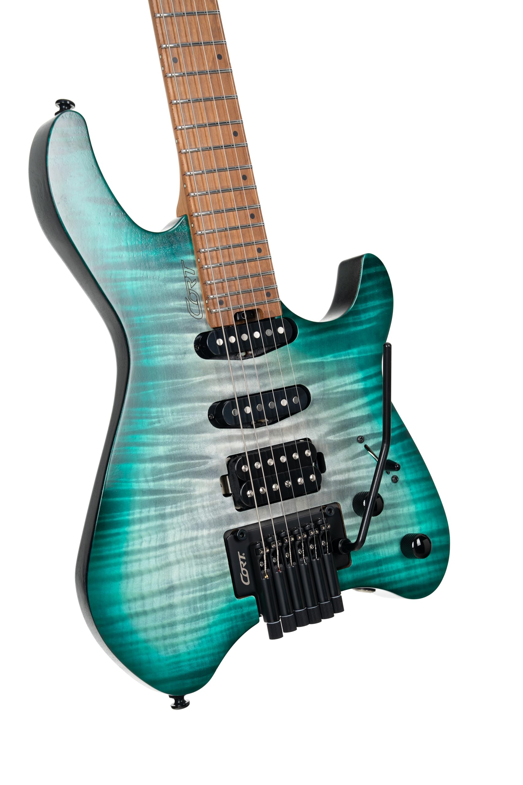 Cort Space 6GTR - Guitarra eléctrica con bolsa de concierto, color laguna semibrillante