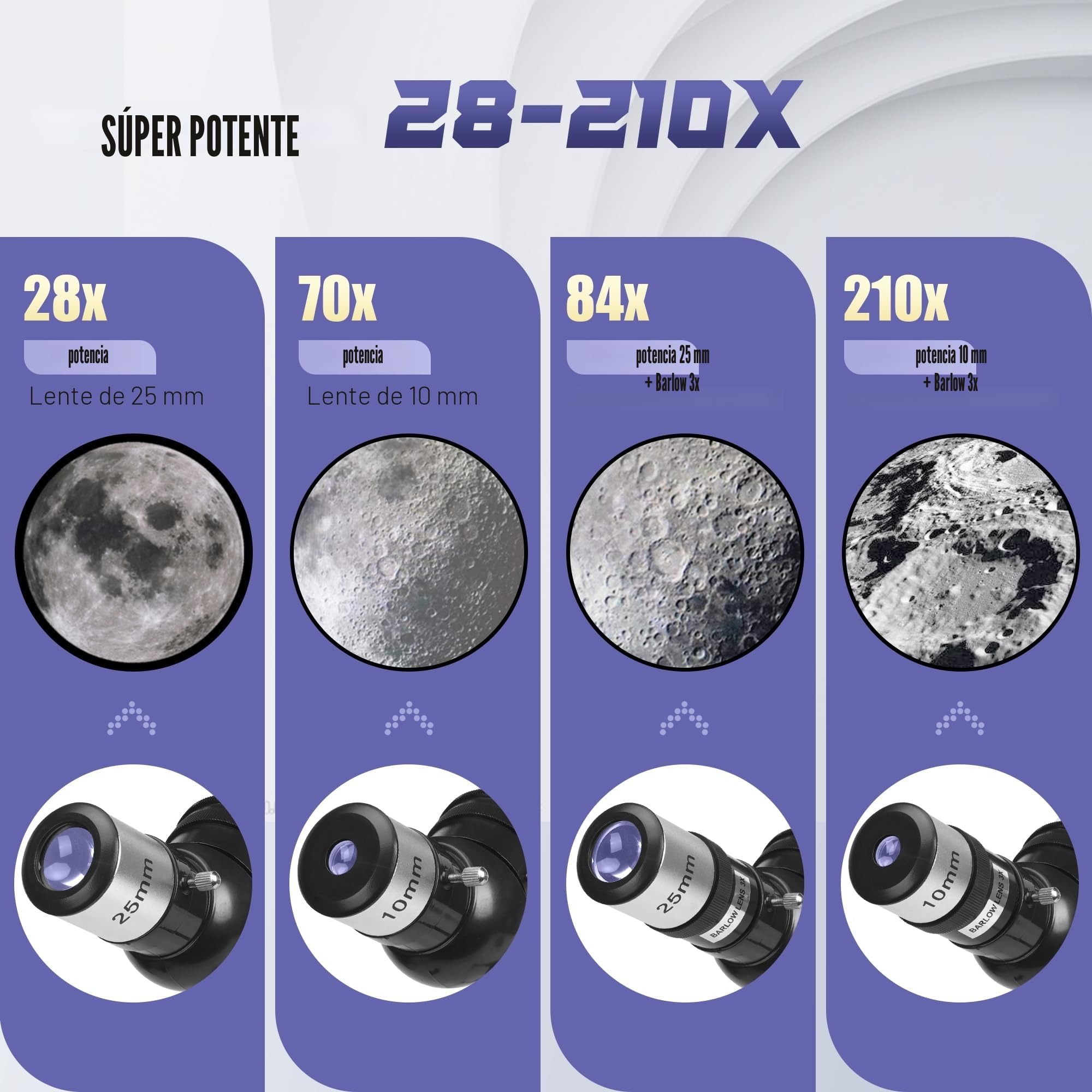 MEEZAA Telescopio, Telescopio Astronómico Adultos Profesional, 70/700mm Telescopios Refractor para Adultos y Principiantes, Portatil y Potente 28x-210x con Trípode, Adaptador de Teléfono y Bolsa