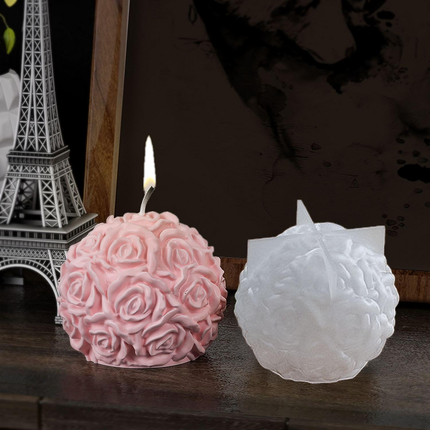 53 Arts Silicone Mould Rose Ball Candle Making | 3D Flower Sphere Resin & Wax Casting Mold for DIY Crafts, Soap, Plaster & Home Décor-image-10