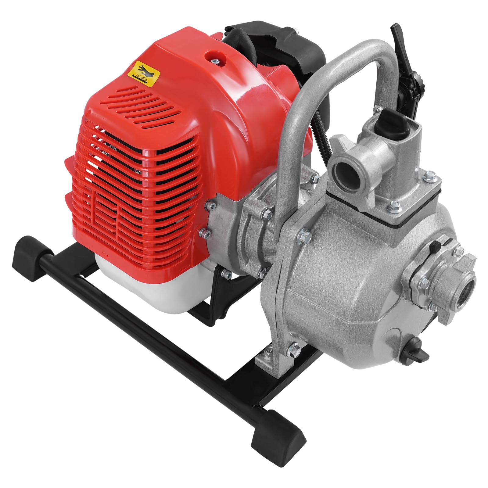 4 Takt 1 Zoll Benzin Wasserpumpe, Tragbare Benzin Wasserpumpe mit 2m Einlassrohr, 10m ³/ h und 30m Förderhöhe, Gartenwasserpumpe für Tankfüllung, Bewässerung, Sprinkler, Silber