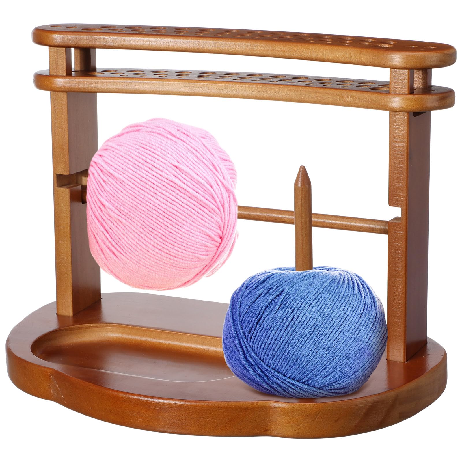 CroBlissful Yarn Holder for Crocheting Knitting Wooden Yarn Rack Stand with Slots Yarn Ball Holder Rotating Pendulum Yarn Ball Dispenser Stand Yarn Spinner Wool Storage for Lovers DIY Crafts Gifts