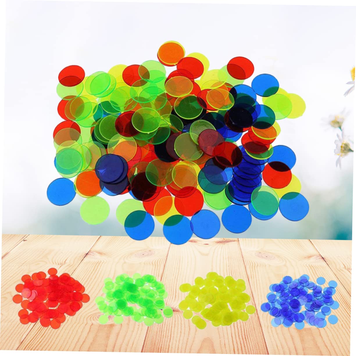 Totority 200pcs Plastic Bingo Game Chips Color Chip Pieces for Boys and Girls Counting Bingo Supplies Counting