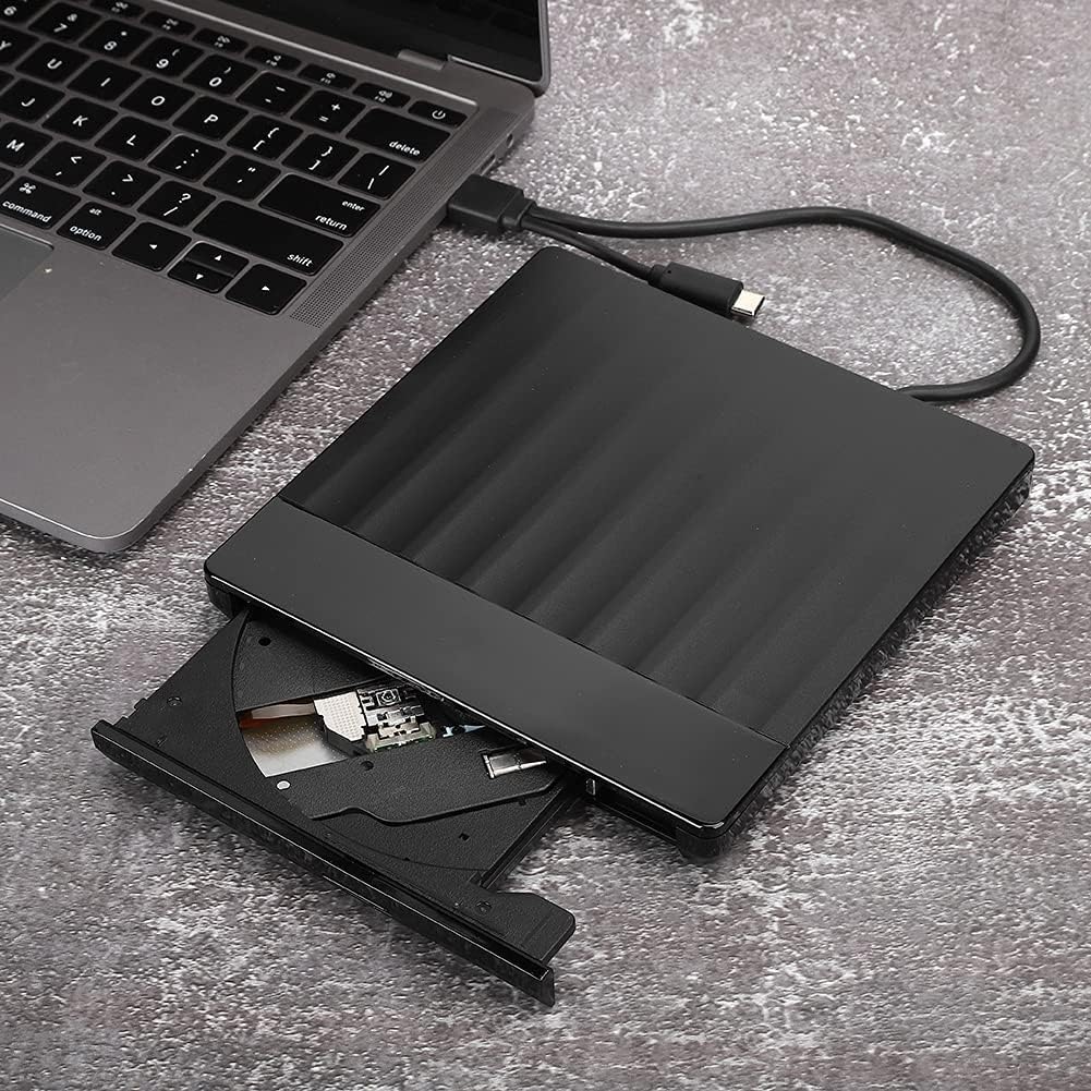 AstraLoom USB 3.0 External DVD Writer Optical Drive with Type C Adapter Plug and Play High Speed Burner for Linux OS X Desktop Laptop Computer Accessory Black