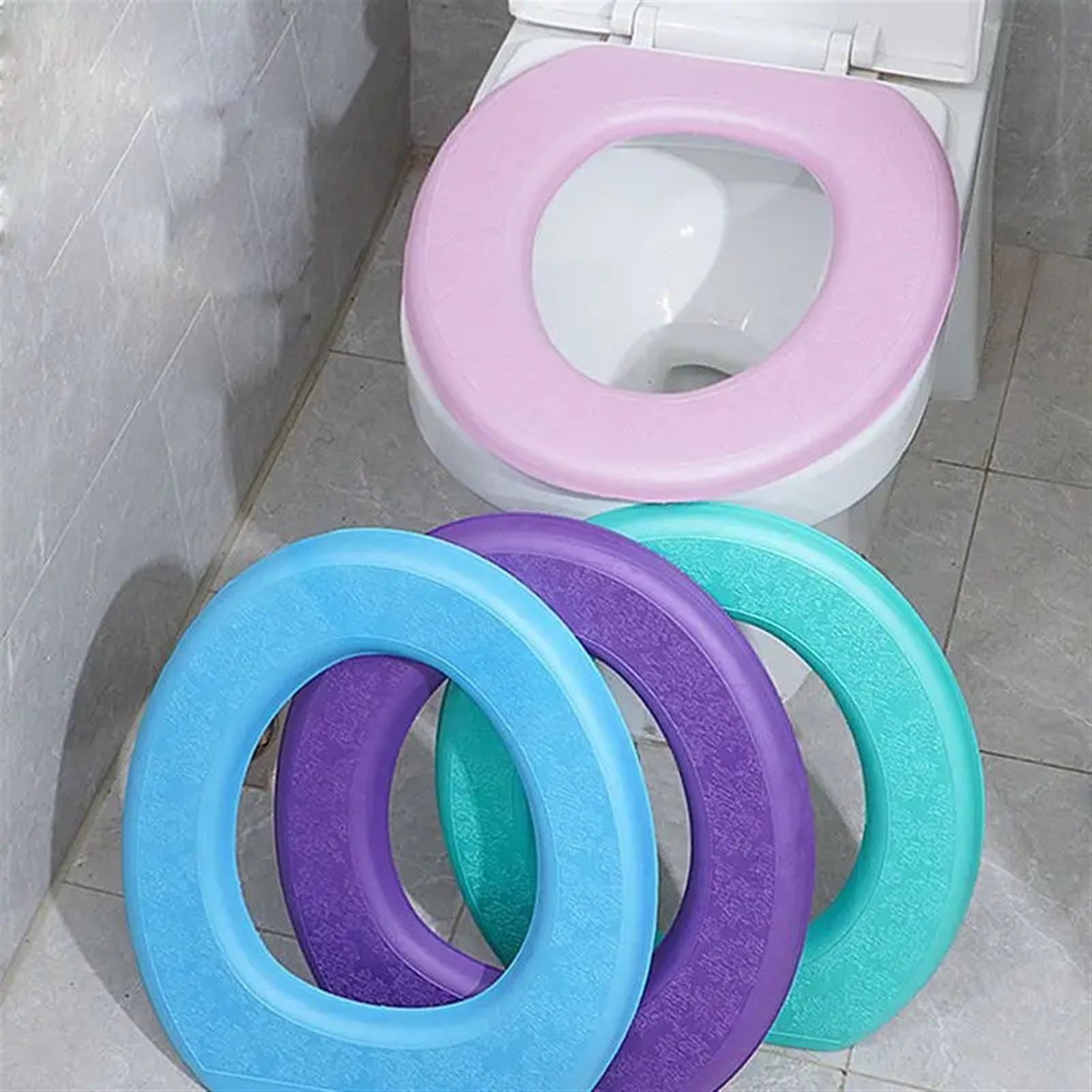 Housse de siège de toilette violette en O tapis lavable imperméable