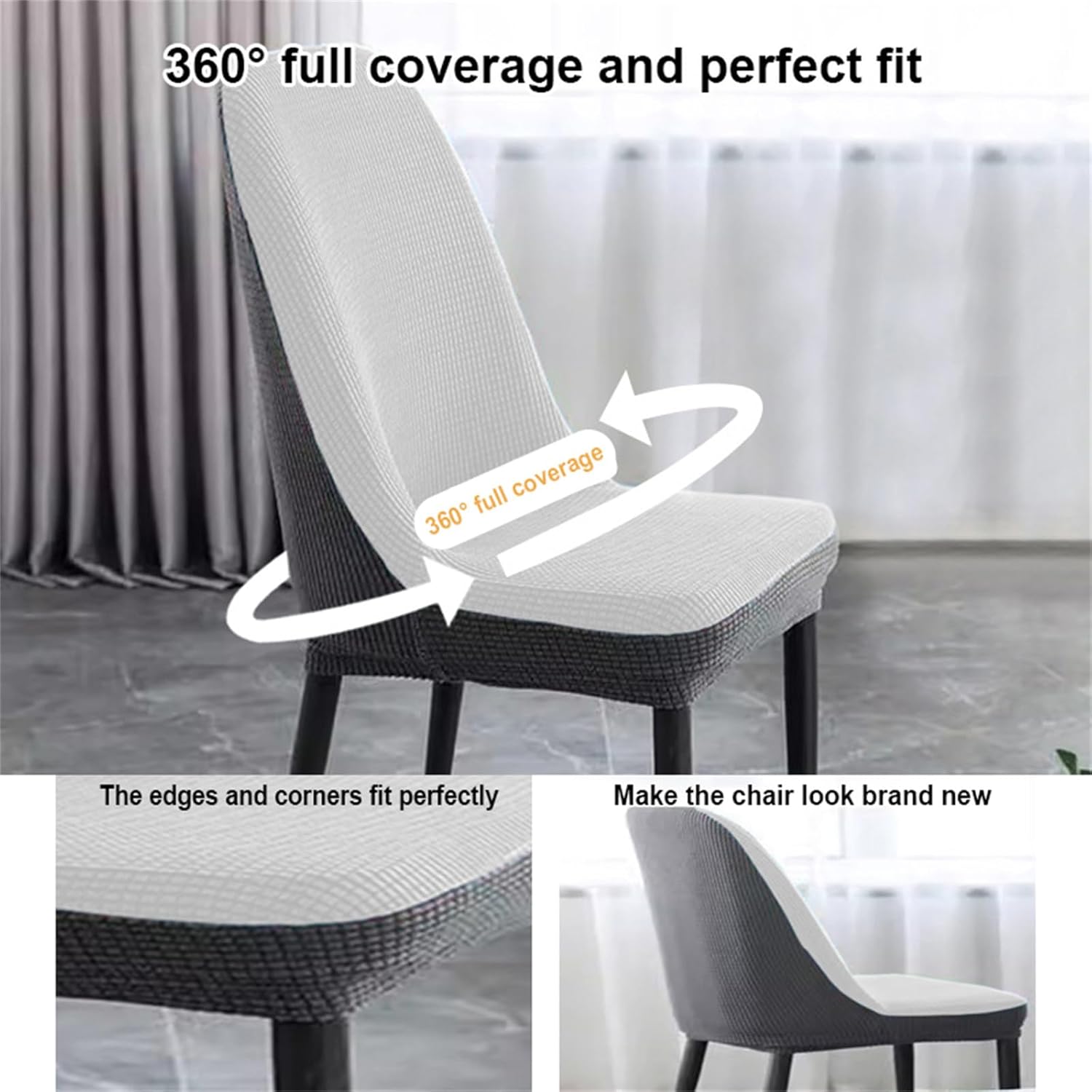 Curved Chair Covers Shell Chair Cover Curved Back Dining Chair Slipcover Dining Chairs Covers Mid Century Modern Chair Sipcover Dining Room Chairs Covers with Back,White,6pcs