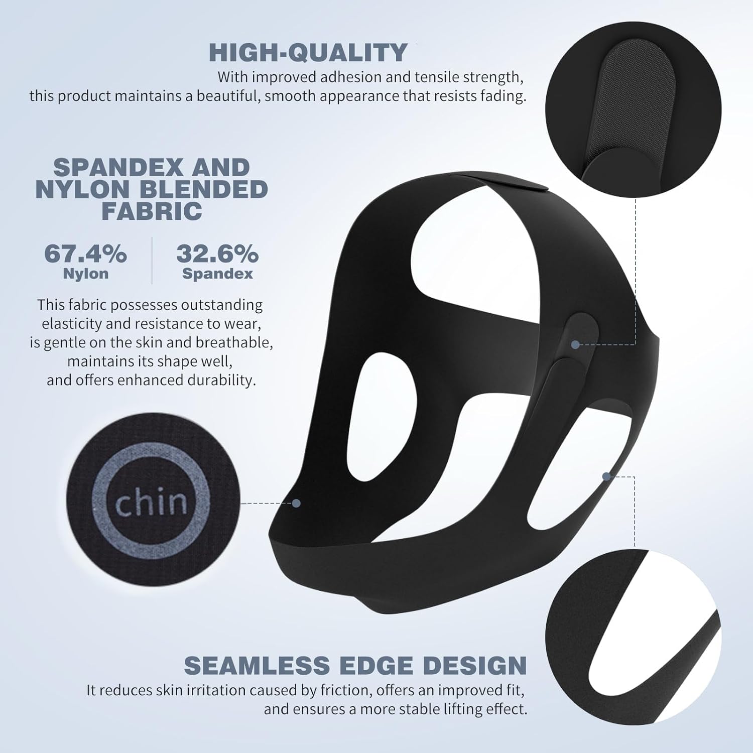 OHELEEP Anti Snore Chin Strap for CPAP Users, Snore Stopper Adjustable, Chin Strap for Sleeping Comfortable Stop Snoring Solution, Anti Snoring Devices Breathable and Reusable, Black, M - Image 3