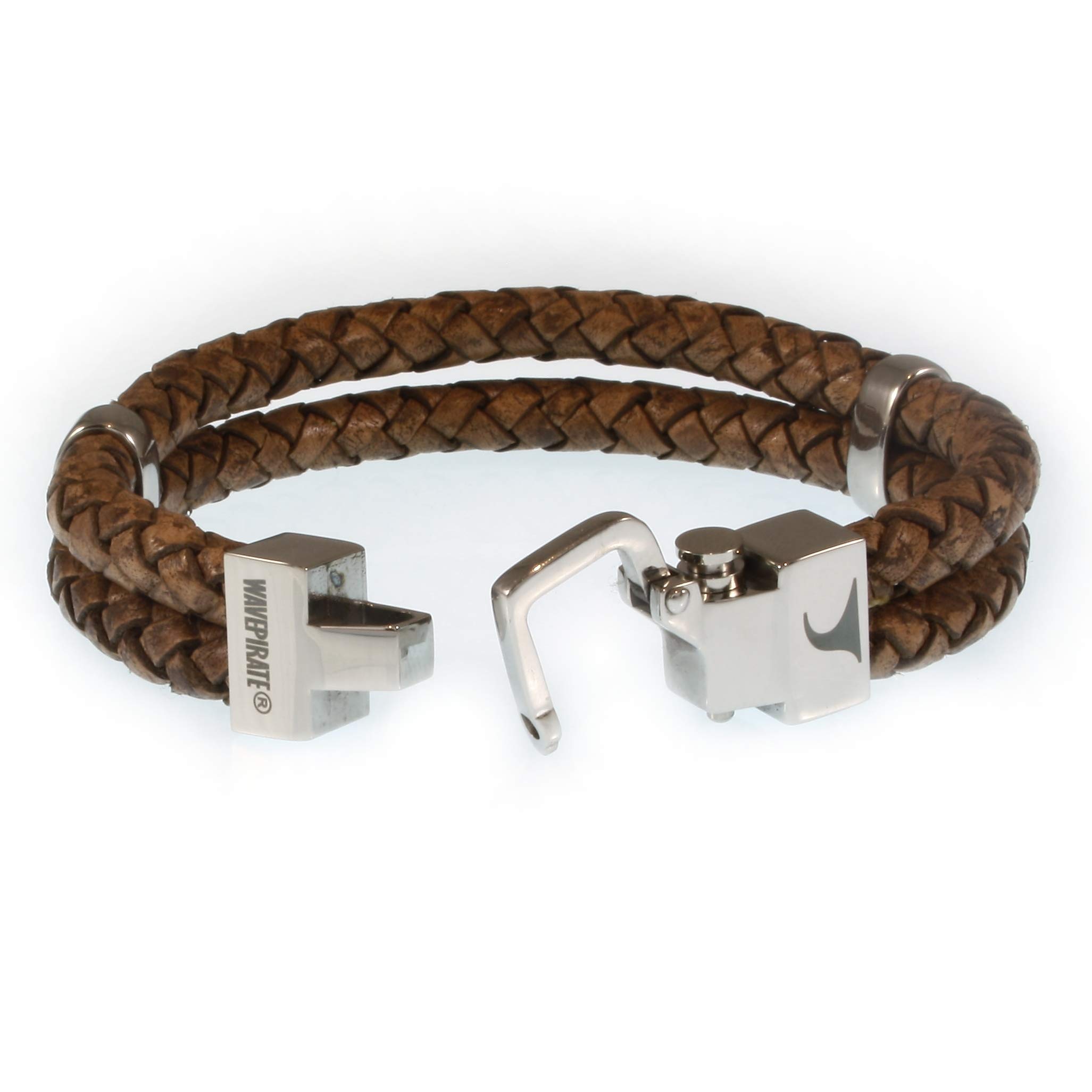 Echt Leder-Armband TURN F Cognac Herren-Armband Männer-Armband Geschenkbox Magnetverschluss Edelstahl
