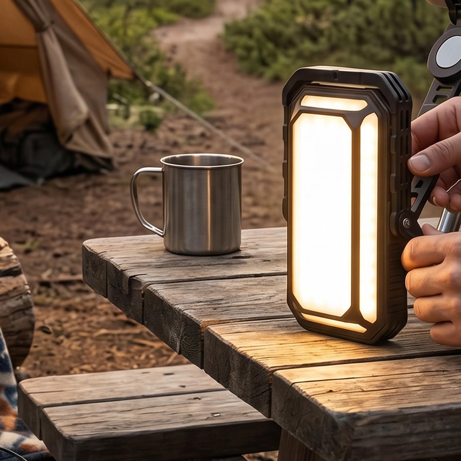 Hyuduo Lanterna da Campeggio Ad Energia Solare Ricaricabile da 10000 MAh | Lanterna di emergenza con display di tipo C, ricarica USB e supporto magnetico per escursionismo all'aperto, pesca, Power