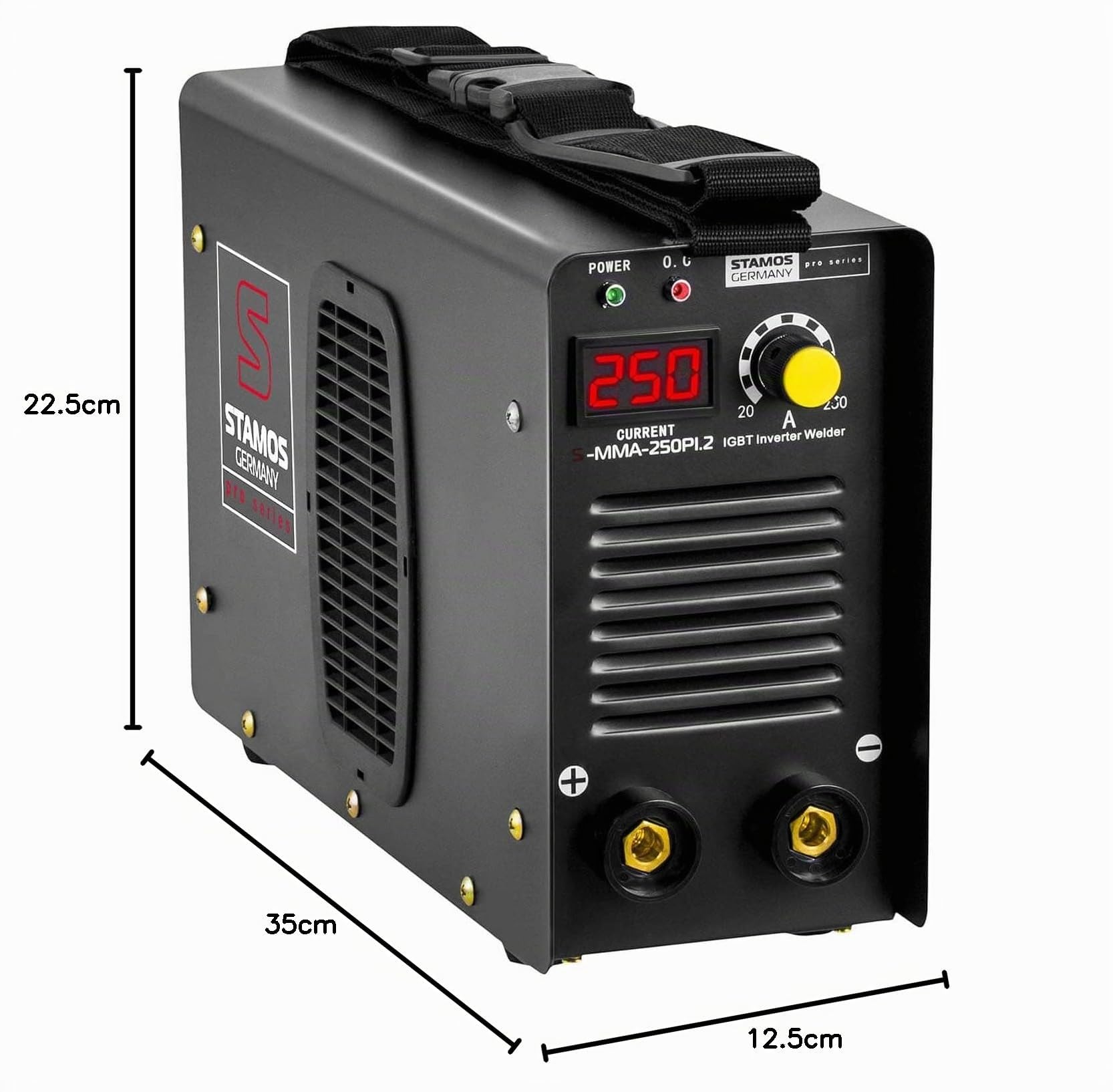 Stamos Germany S-MMA-250PI.2 Poste à Souder à l'Arc Poste a Souder Inverter MMA Soudage Soudure (250 A, 230 V, Écran LED, Hot Start, IGBT, Câble de 8m)