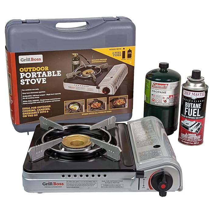 Buy Grill Boss 90057 Dual Fuel Camp Stove Works with both Butane and