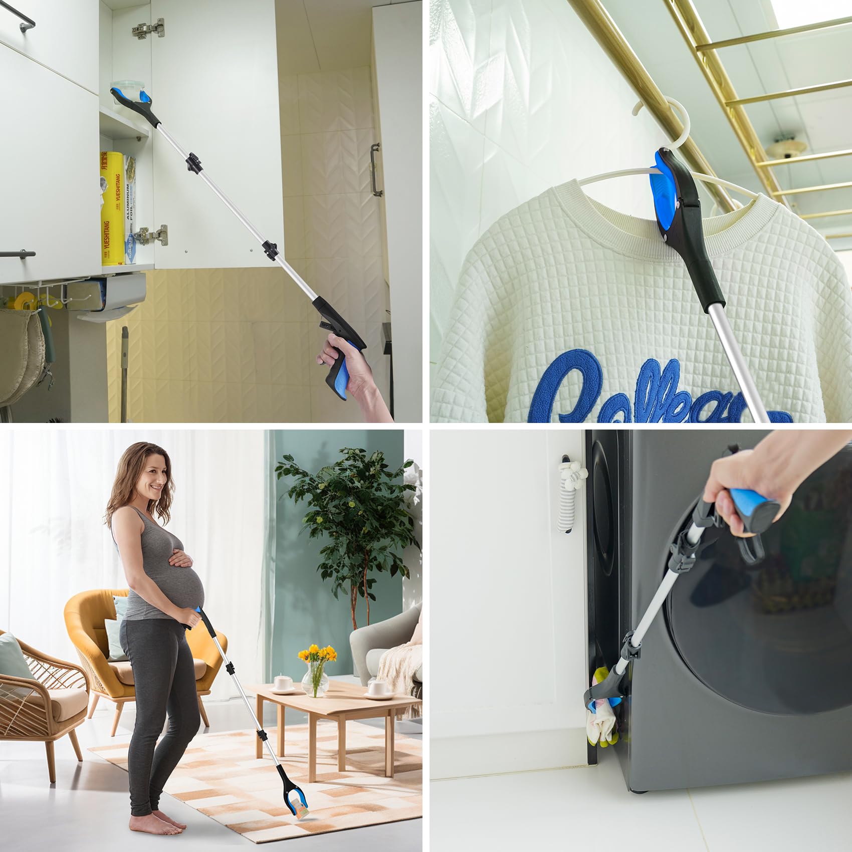 122 cm lange Streupflücker – extra langer Greifer für ältere Menschen mit 360° drehbarem Kopf, Katzentoilette für schwer erreichbare Stellen und ergonomisches Design (blau)