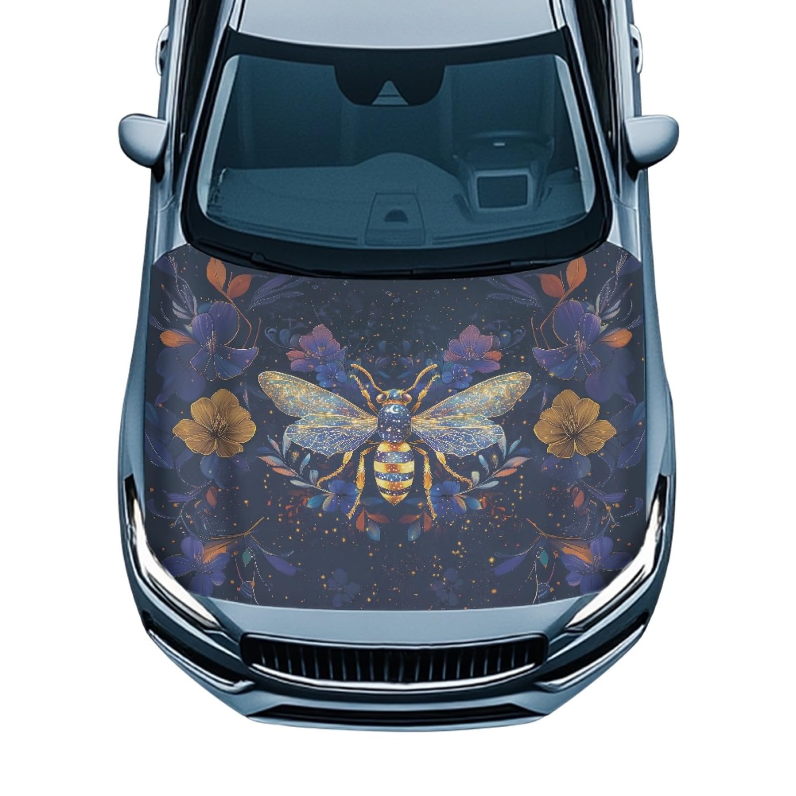 Car Hood Cover,Bee Print Portable Car Hood Cover Protector Suitable Most Automotive Sedans Trucks Pickup Sports Cars for Outdoor