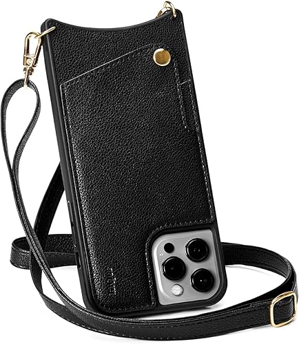 KIQUE Funda cruzada para teléfono y cartera - para iPhone 11 11 Pro 11 Pro Max XR 1212 Pro 12 Pro Max (negro, iPhone 11 Pro)