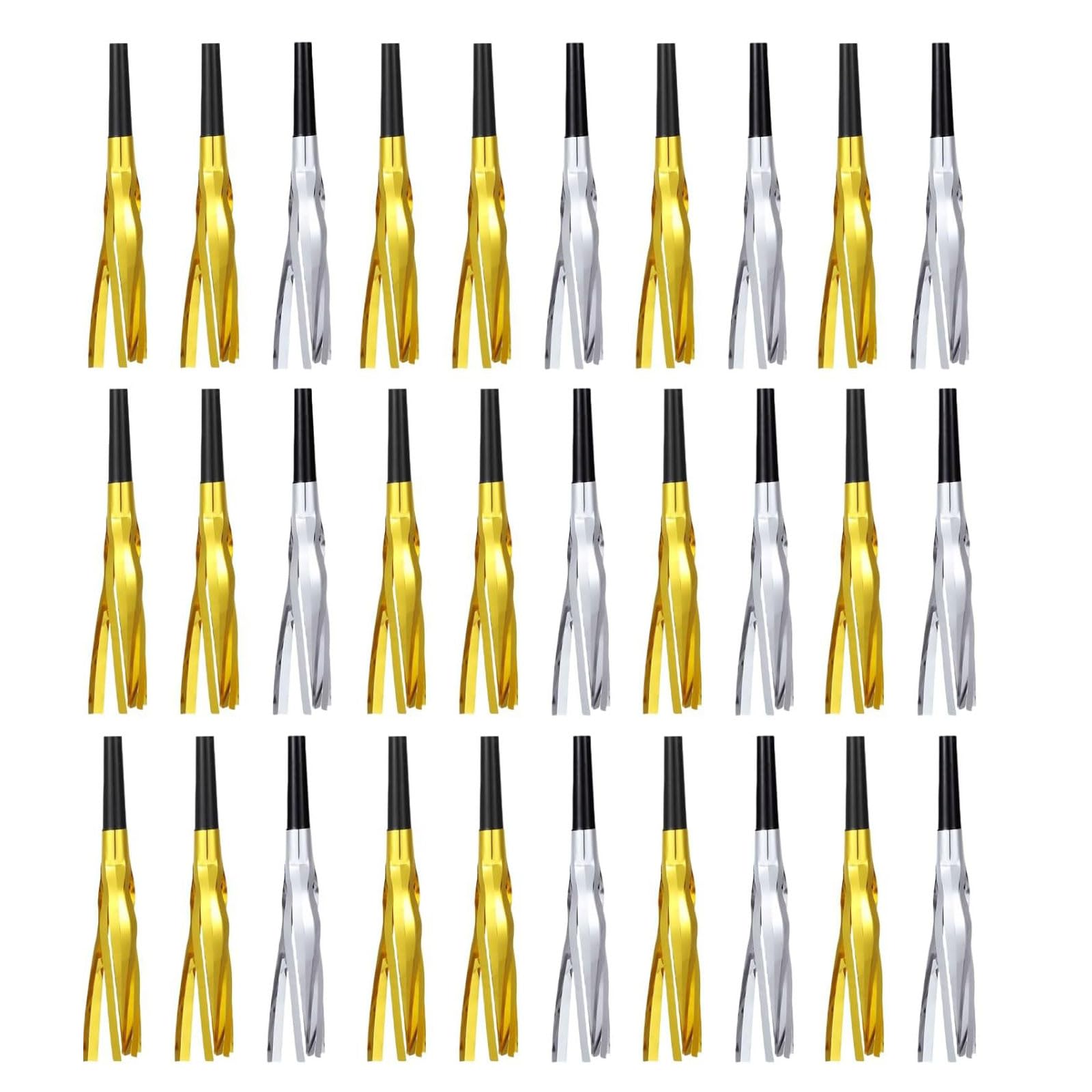 Kalttoy 30pcs Stylish Gold Silver Noise Makers and Blow Horns for Weddings and Family Parties with Sturdy Designs Loud Party Accessories
