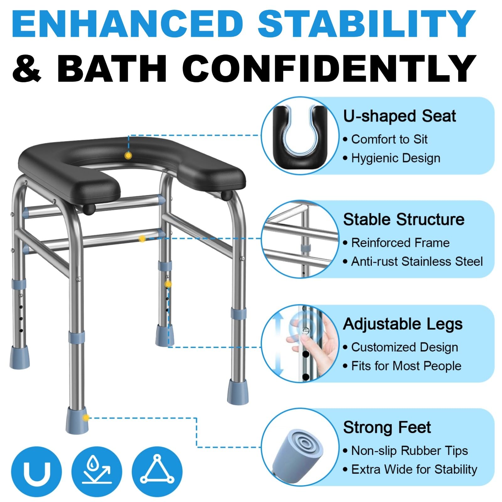 Sitz Bath Adjustable Shower Chair For Inside Shower, Upgraded