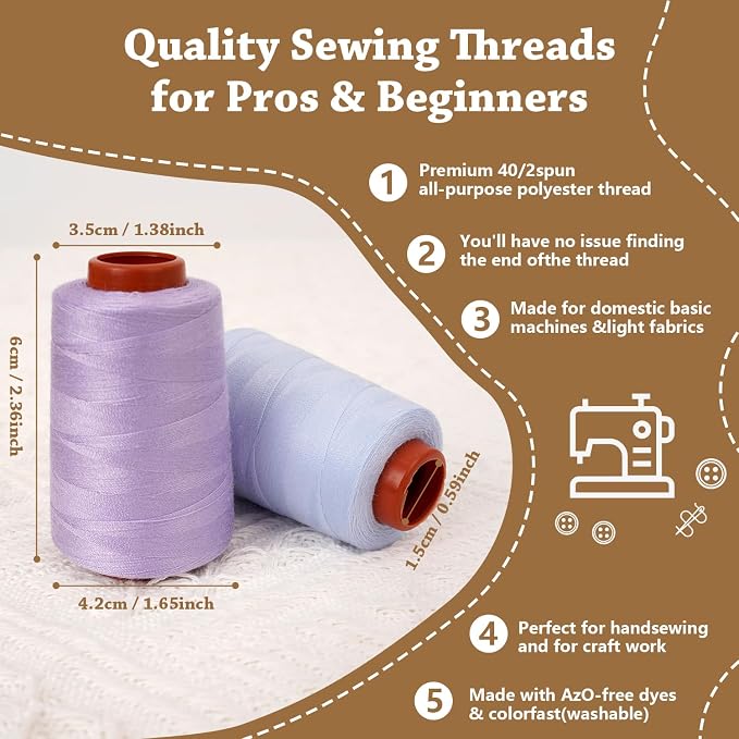 Kit de hilos de coser poliéster 42 colores 800 yd miniatura 3