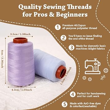 42 Colors Sewing Thread Kit All Purpose Polyester Thread Assorted Colors for Sewing Machine and Hand Stitching Use - 800 Yards per Spool