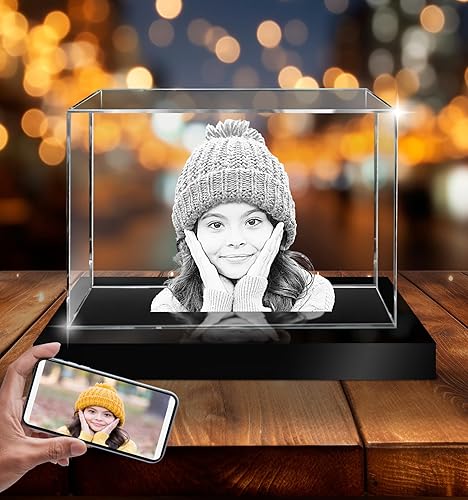 Foto de cristal 3D para mamá, papá, hombres, mujeres, Navidad, grandes regalos personalizados con tu propia foto, rectángulo de cristal de foto 3D,