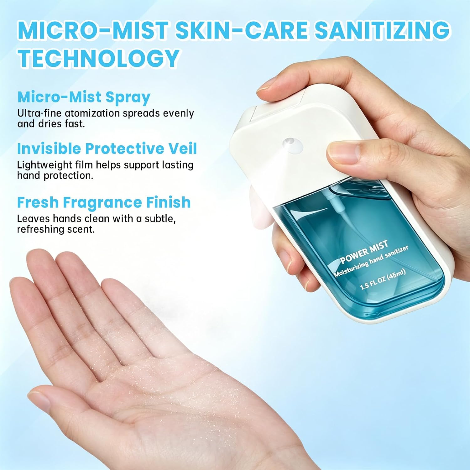 Hand Sanitizer Spray 6 Pcs ，Portable Power Mist Hydrating Quick-Dry Travel Size for Adults and Kids（6 Scents,1.3 Fl Oz）