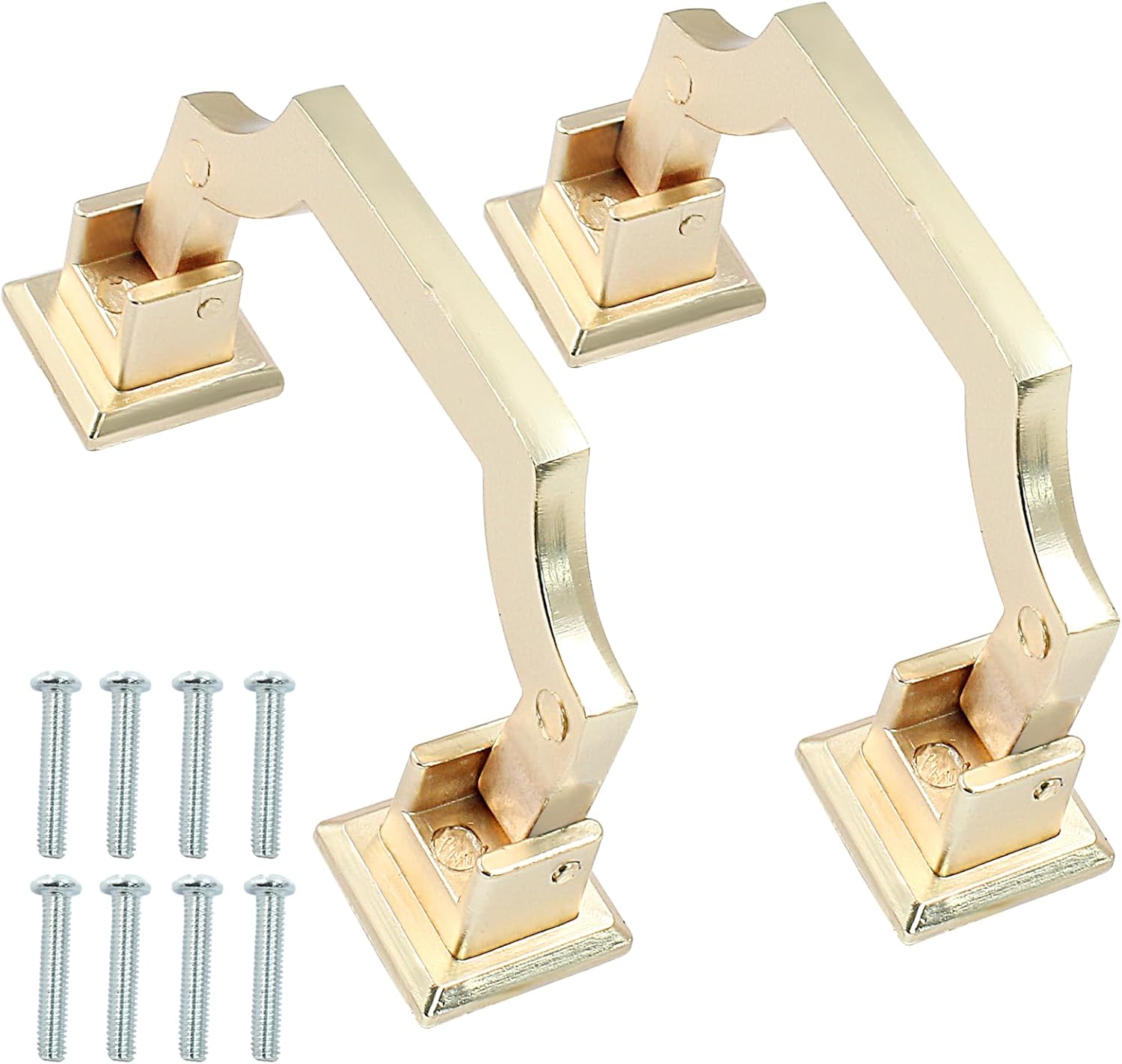 2 Pcs Gold Drop Swing Cabinet Handle Pulls, 64mm/2.5 inch Hole Center Furniture Decorative Handles, Zinc Alloy Double Hole Handles with Screws