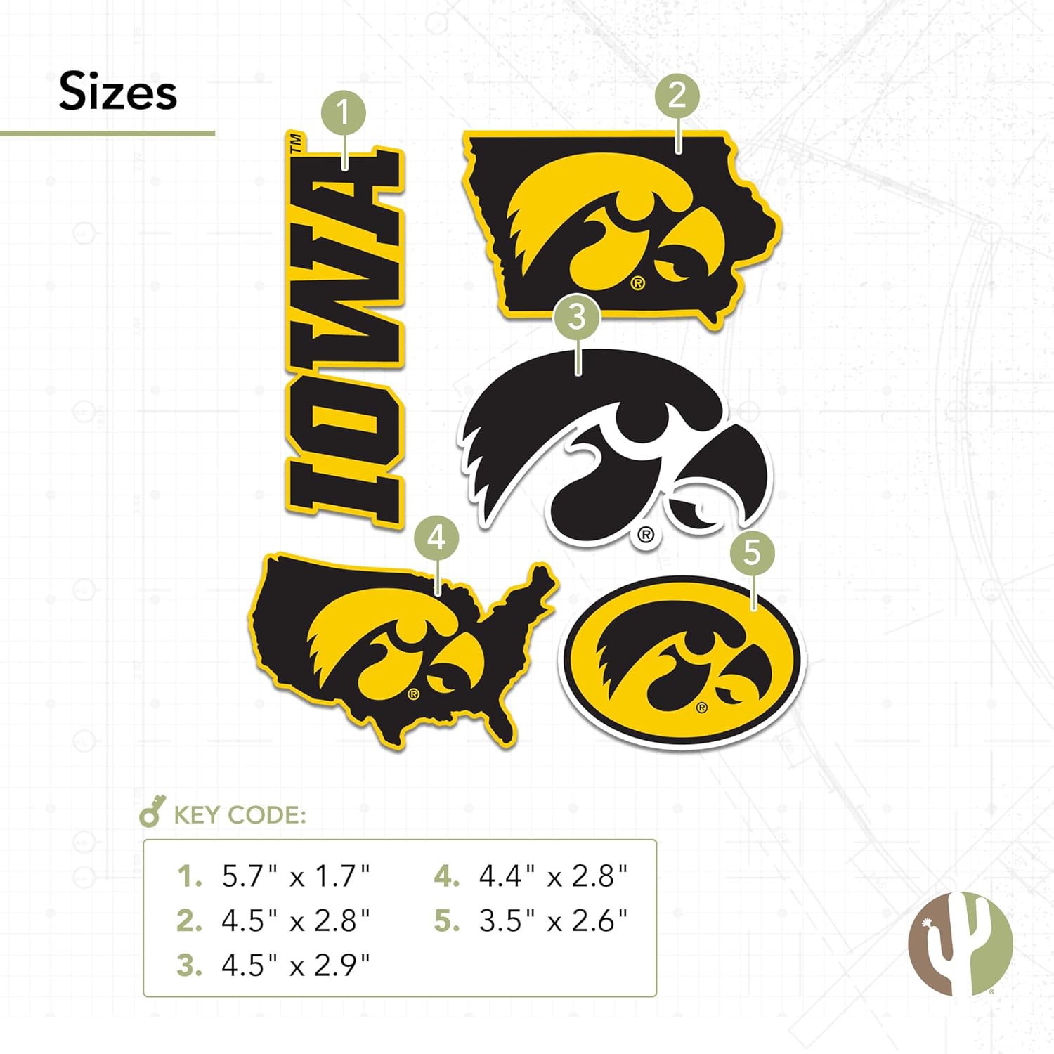 Desert Cactus University of Iowa Sticker Hawkeyes Sticker Vinyl Decals Laptop Water Bottle Car T2 (Type 2-2) - Image 3