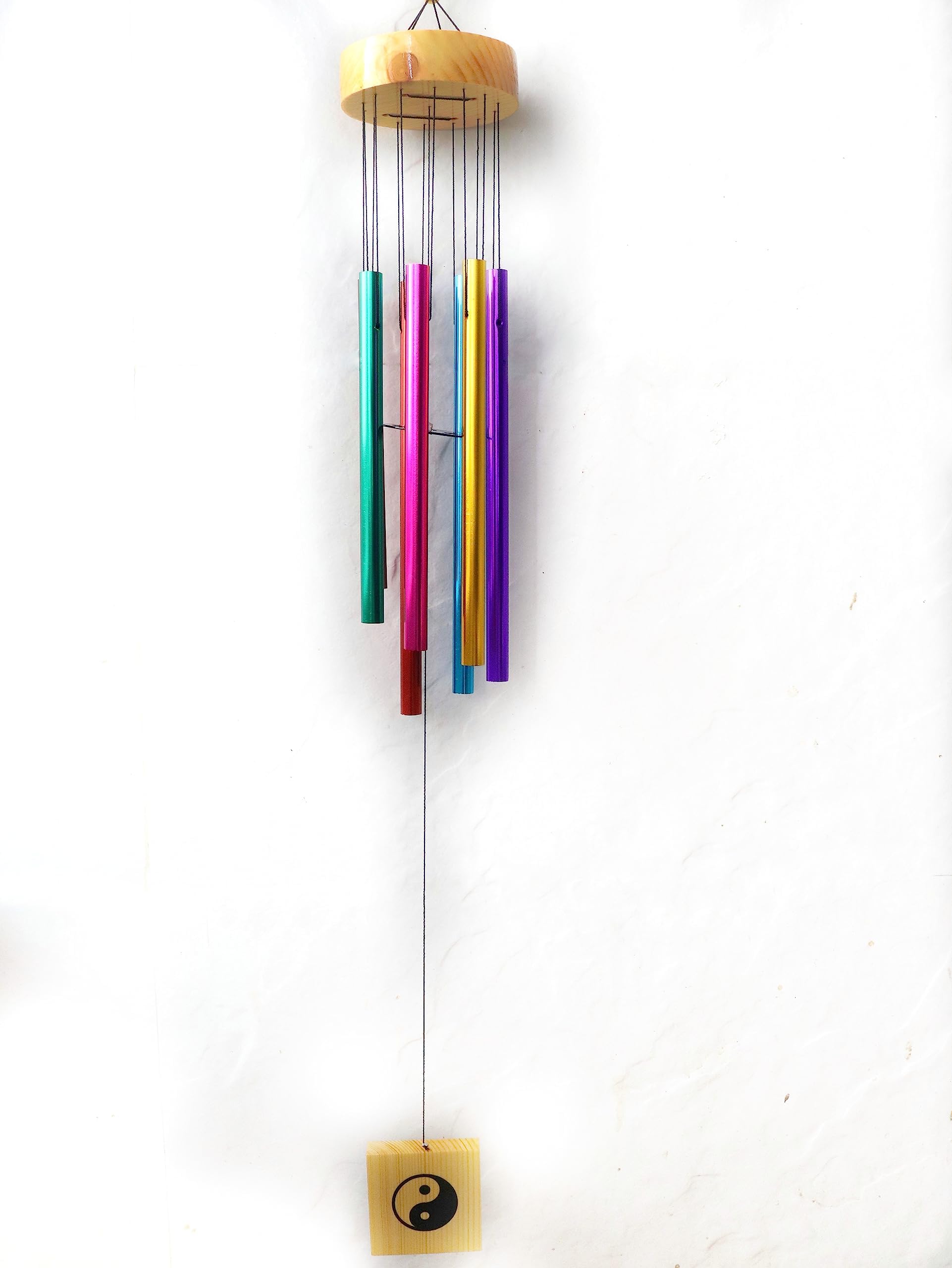 Muticolor Metal Wind Chimes for Balcony | Ying Yang | FENG Shui & VASTU | Home & Office | Fengshui Wind Chime | Good Luck | Ideal for Gifting | Windchimes for Home Decor