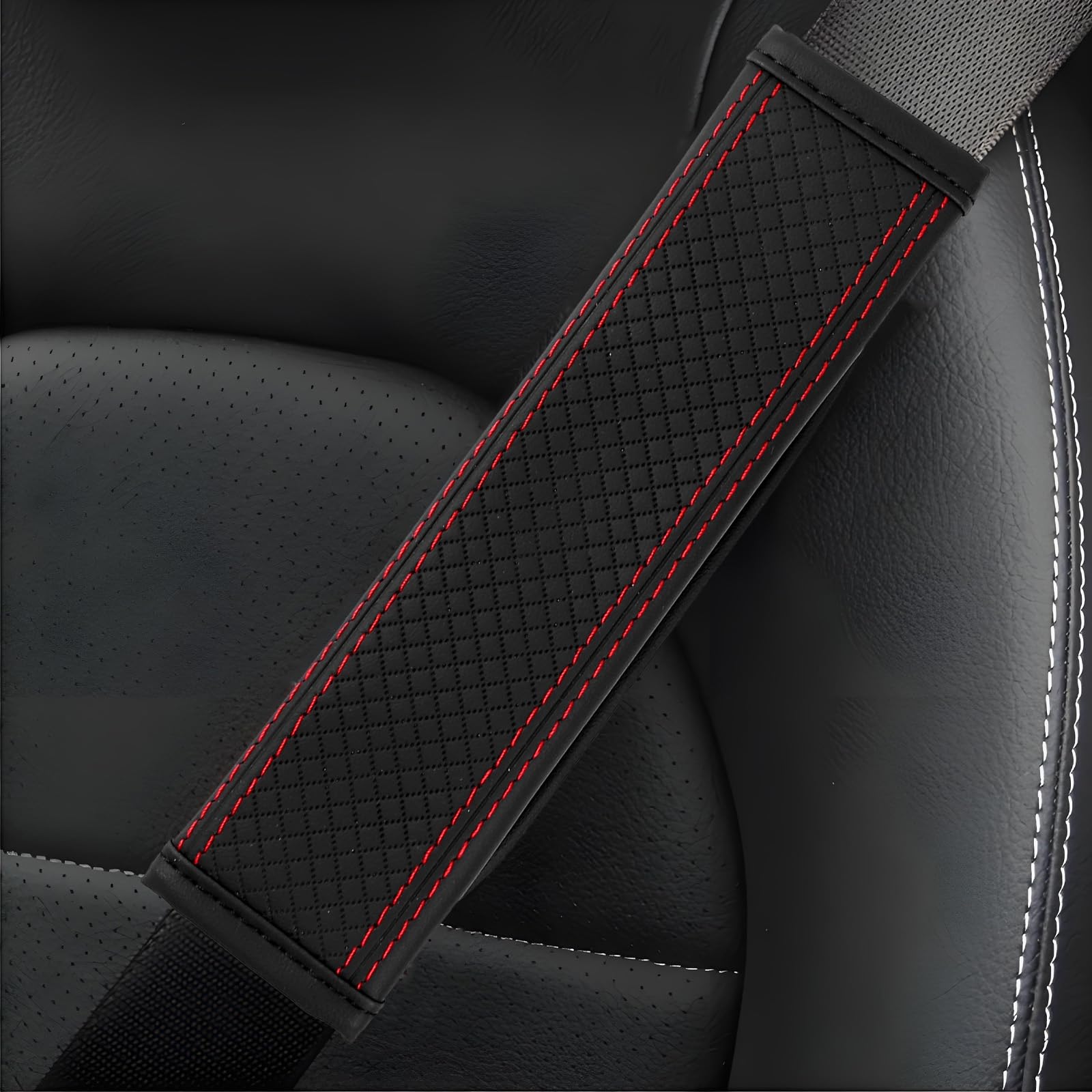 ongfuwu 2PCS Car Seat Belt Cover, Soft Shoulder Strap Covers for More Comfortable Driving, Auto Seatbelt Shoulder Pad Cushions, Leather Safety