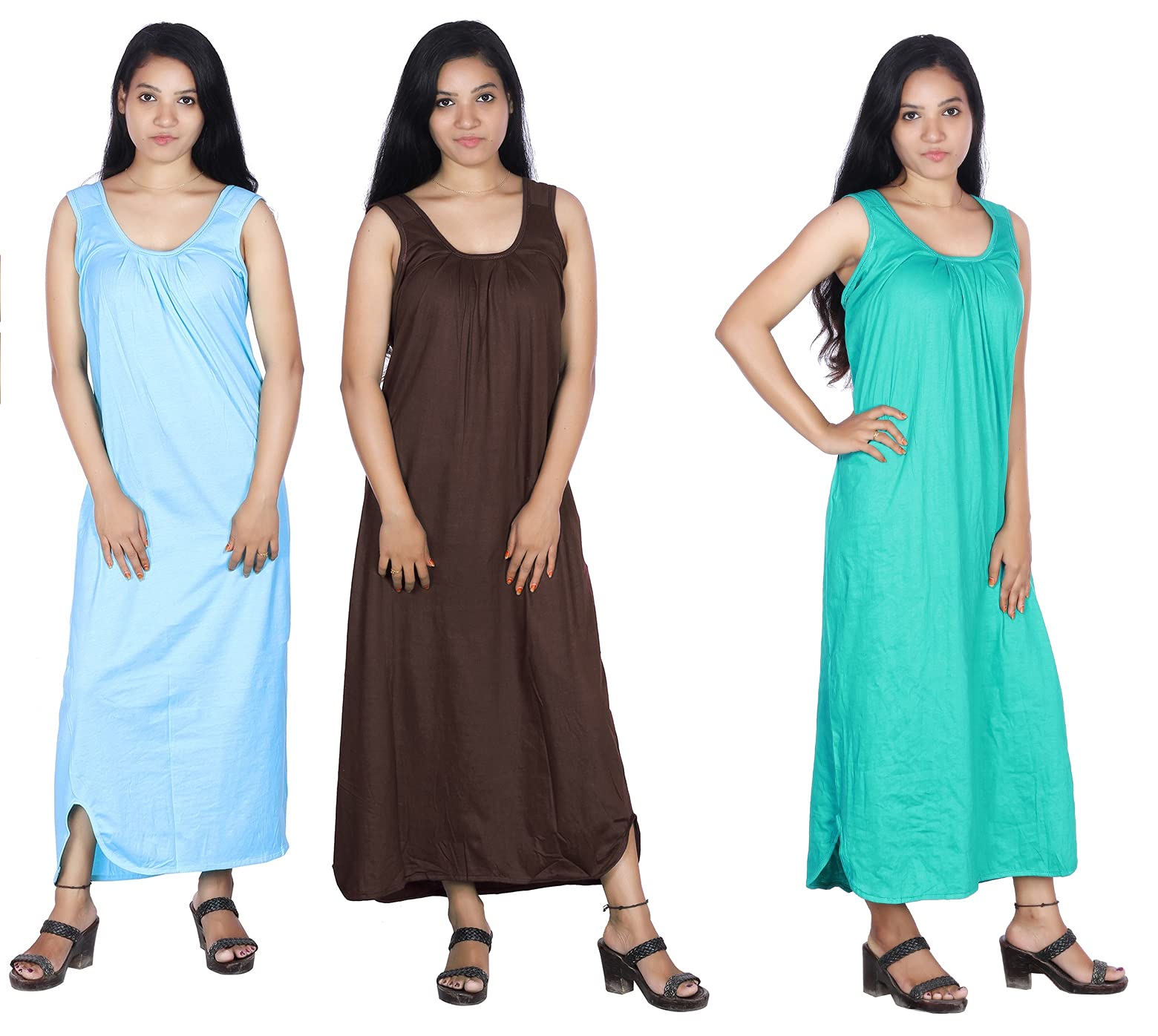 rylie Nighties Women's Cotton Hosiery Sleeveless Maxi Nighty Slips, Petticoats Full Length Inner-wear for Ladies and Girls. Pack 3 Combo.-picture-47